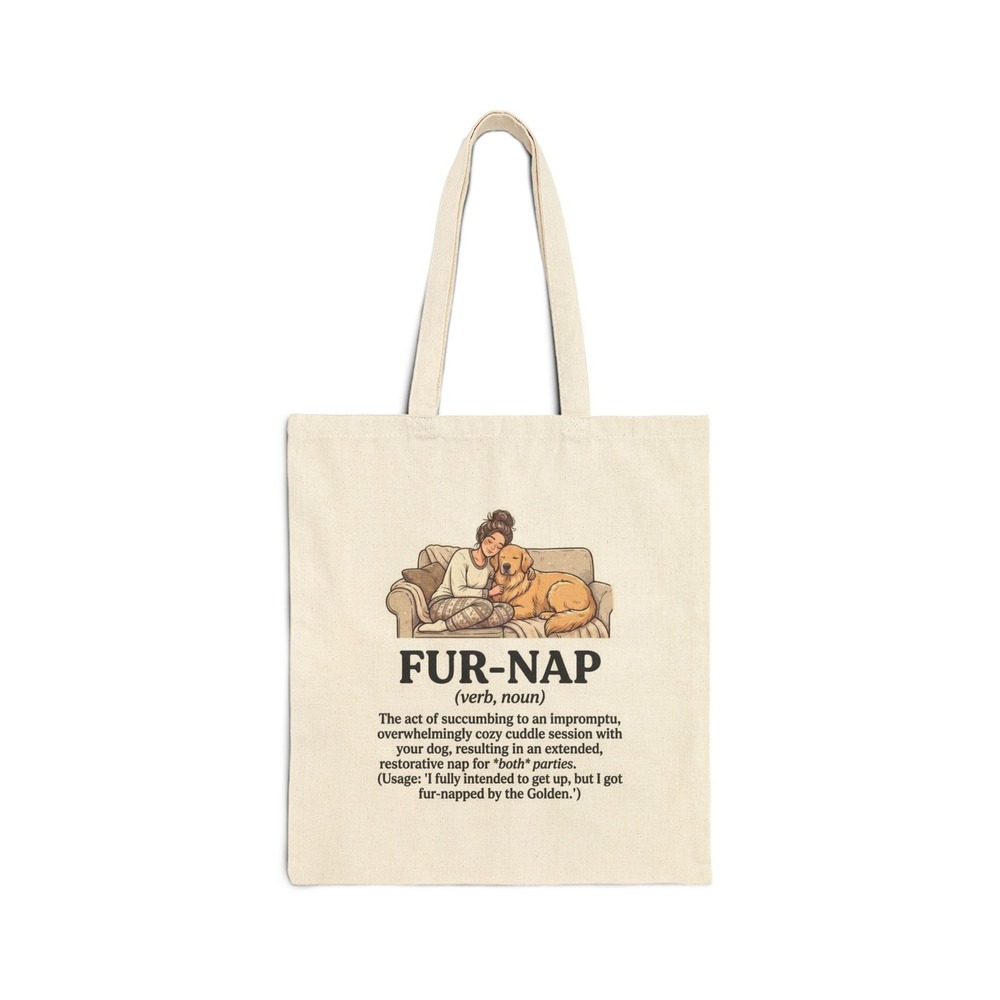 Three Dog Acres Fur-Nap Definition Tote Bag Dog Lover Cotton Canvas Natural